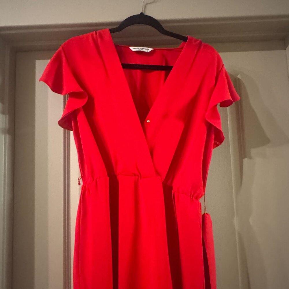 Amanda Uprichard Assymetrical Red Wrap Dress